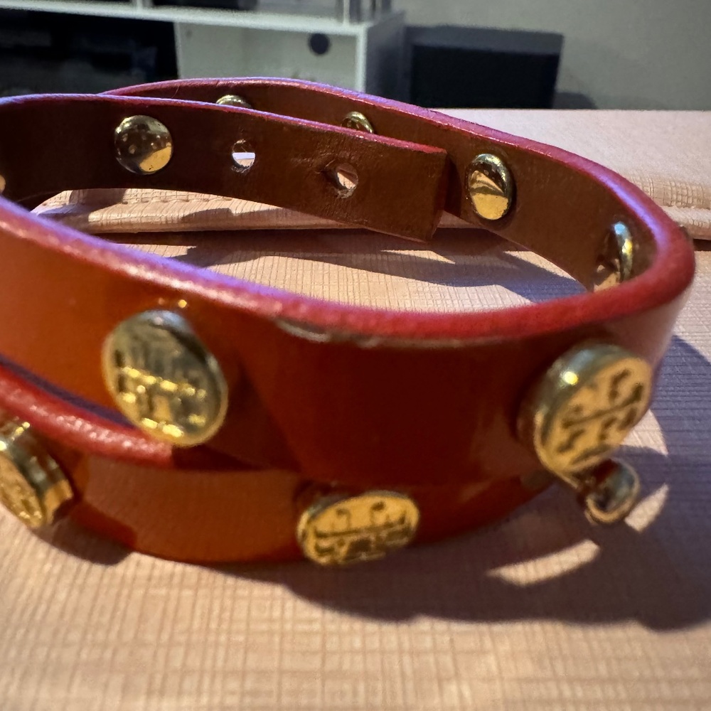 Tory burch orange leather bracelet